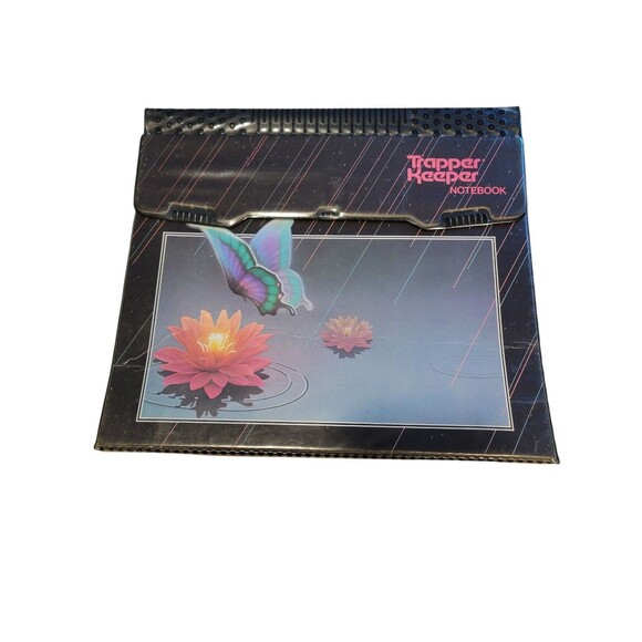 Vintage Mead Trapper Keeper Notebook DAMAGED Butterfly Lillypad - Picture 1 of 12